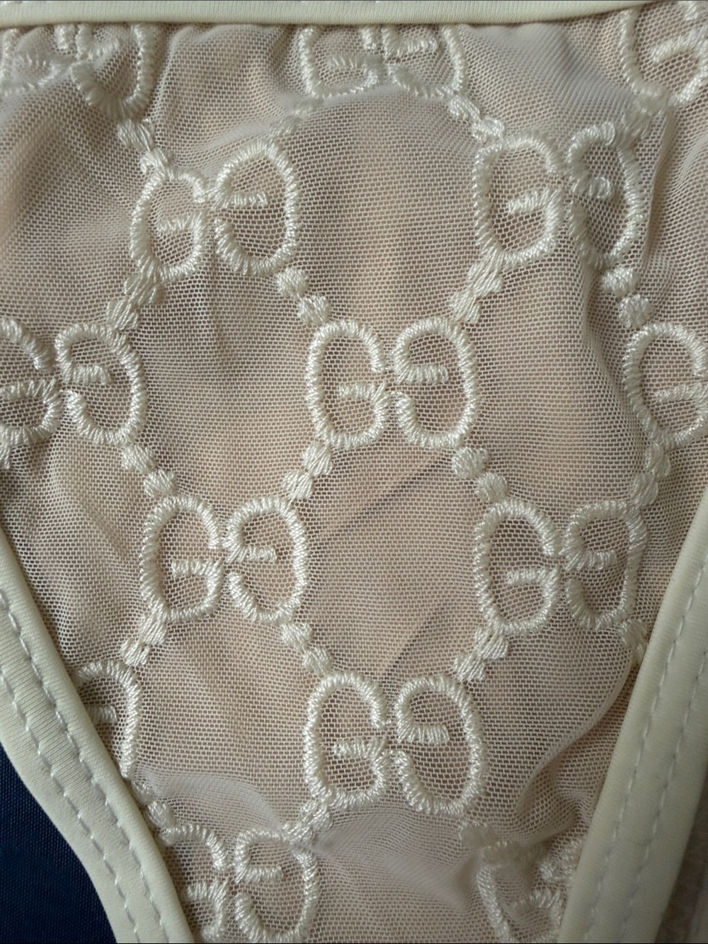 G*ucci Beige Cream GG Embroidered Triangle Bikini Set - Picture 5 of 5